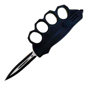 Biker Style OTF Knuckle Knife – Blue Graphic Handle - Image 4