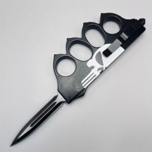 Punisher OTF Knuckle Knife – Black Skull Handle - Image 2