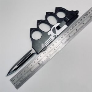 Punisher OTF Knuckle Knife – Black Skull Handle - Image 5