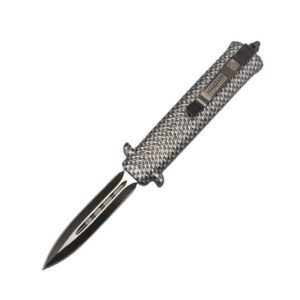 4.15 Inch Italian Stiletto Knife – Dual Action OTF (Silver) - Image 2