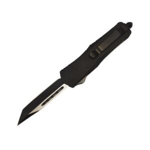 4 Inch OTF Automatic Knife – Black Handle Straight Edge - Image 3