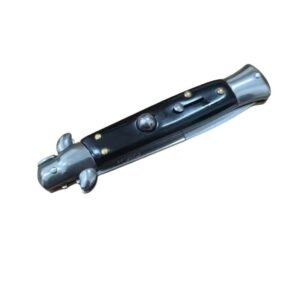 8.75 Inch Italian Stiletto Switch Pocket Knife Black - Image 3