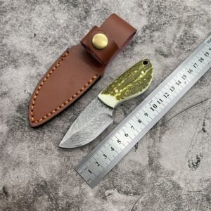 Damascus Knife Outdoor Mini Pocket Knife Forged Damascus Steel Pocket Survival - Image 3