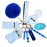 Self Defense Keychain 11-Piece Aluminum Anti-Wolf Alarm Blue