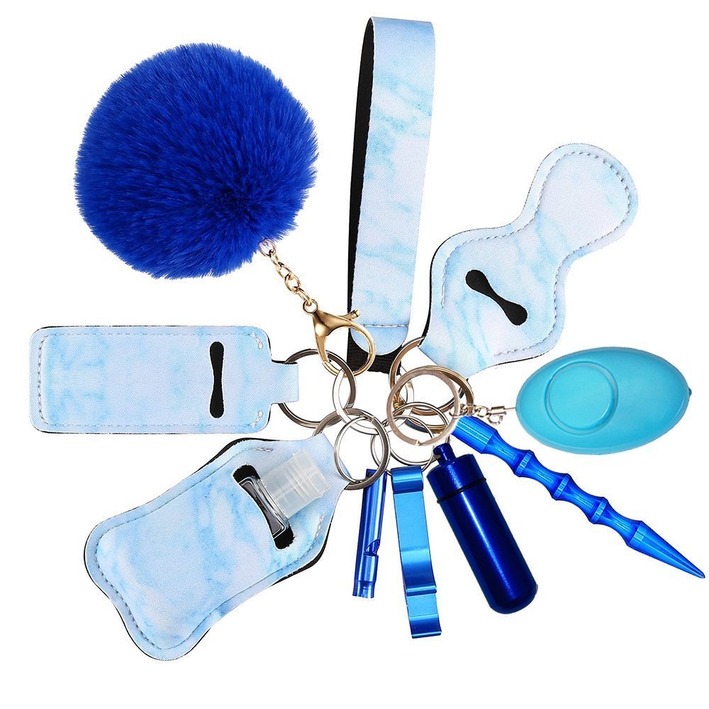O1CN011qsIEp1UpH1ezL8eQ_1739802566-0-cib.jpg Self Defense Keychain 11-Piece Aluminum Anti-Wolf Alarm Blue - Image 1