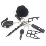 Safety Keychain UK Self Defense Keychain 8-Piece Multifunctional Black