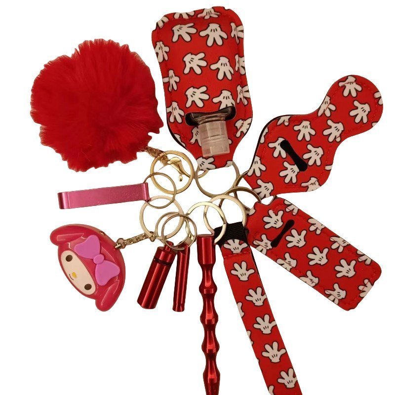 O1CN01LX6ml12FDys0tuYRg_968158847-0-cib.jpg Self Defense Keychain 11-Piece Aluminum Anti-Wolf Alarm Red - Image 1