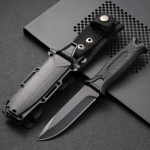 Fixed Blade Outdoor Knife with Textured Handle & Sheath - Image 2