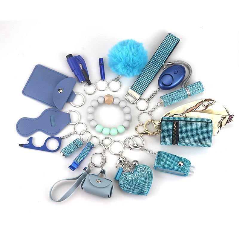 O1CN01MexN302MtO3cAzT4D_2217751789885-0-cib.jpg Womens Safety Items 15-Piece Self-Defense Keychain Blue - Image 1