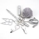 Safety Keychain UK Self Defense Keychain 8-Piece Multifunctional Grey