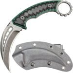 Karambit Fixed Blade Knife – D2 Steel Claw Knife with G10 Handle & Sheath Green