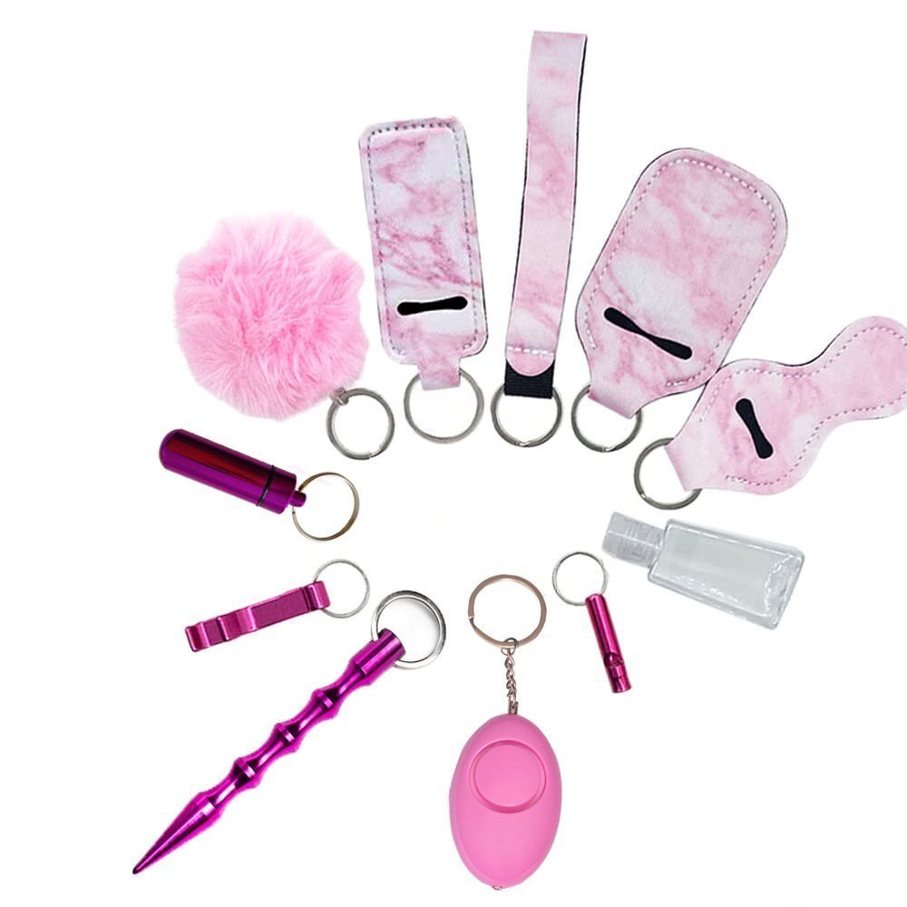 O1CN01ooRgBu2FDykfS9SeY_968158847-0-cib.jpg Self Defense Keychain 11-Piece Aluminum Anti-Wolf Alarm Pink - Image 1