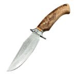 Maple Leaf Outdoor Damascus Steel Straight Knife Handmade Camping Equipment
