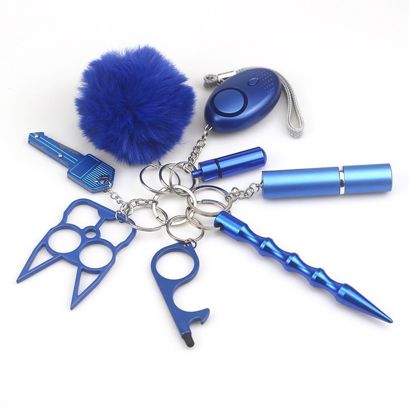 O1CN01vqSbI62FWIodIWZvw_2217187058887-0-cib.jpg Safety Keychain UK Self Defense Keychain 8-Piece Multifunctional Blue - Image 1