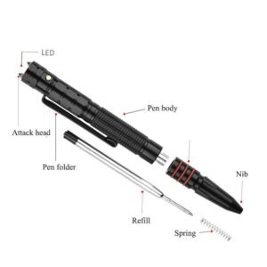 T-7 Double Tungsten Steel Head Defense Tactical Pen Glass Breaker EDC Tactical Survival Pens Multifunction LED Lighting Pen - Image 6