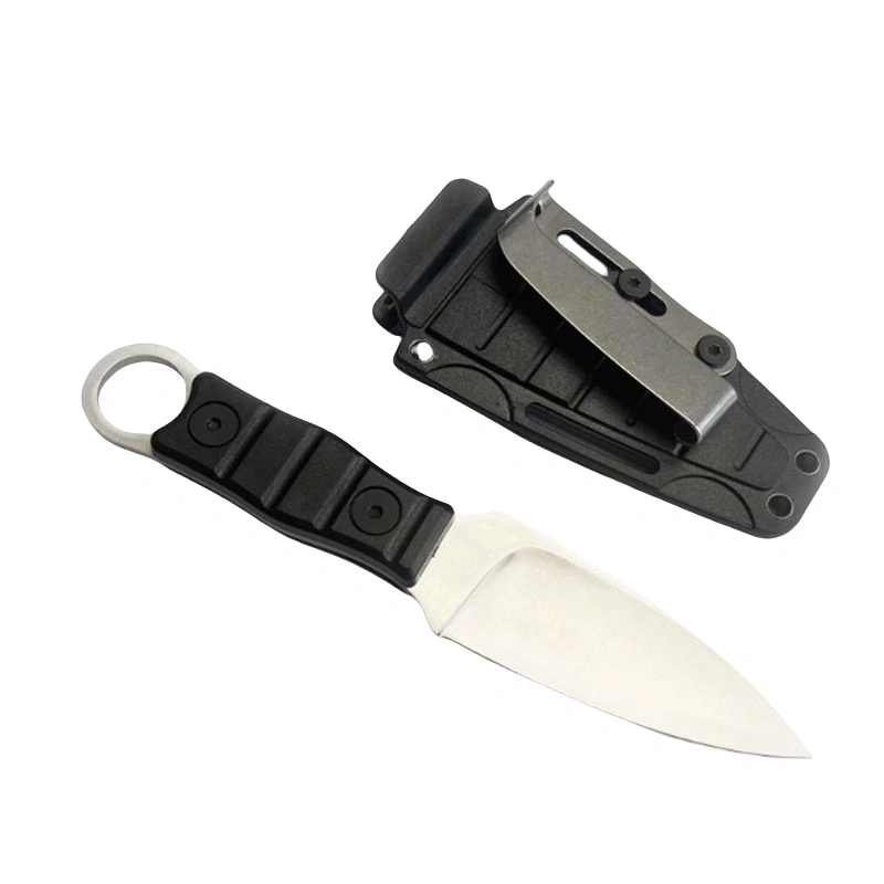 a-5.webp Outdoor straight knife, high hardness, sharpness, tactical small straight knife, with K sheath A-5 Sanding/Black handle - Image 1