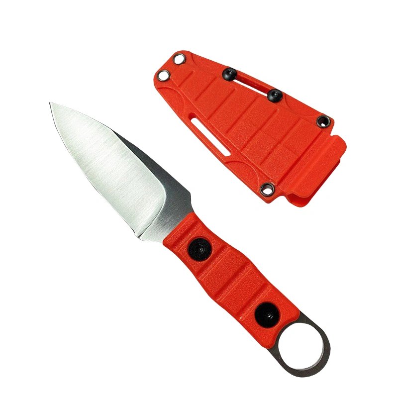 a-8.webp Outdoor straight knife, high hardness, sharpness, tactical small straight knife, with K sheath A-8 Sanding/Orange handle - Image 1