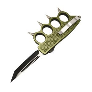 5.25" Machined Knuckle Trench OTF Knife – Matte Green - Image 3