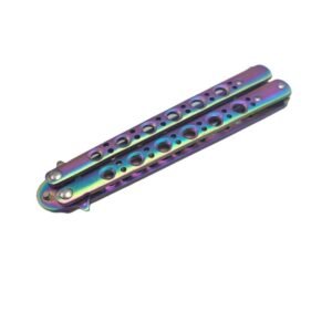 BM 42 Balisong Knife Butterfly Knife Spring Latch Rainbow - Image 2