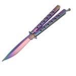 BM 42 Balisong Knife Butterfly Knife Spring Latch Rainbow