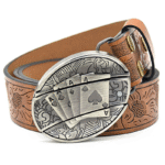 Belt Buckle Knife-Poker Knife Buckle Embossed Brown
