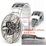 Stainless steel skull belt buckle knife