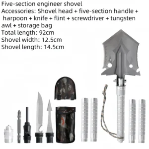 Camping engineer shovel multifunctional iron catalpa outdoor fishing digging garden vehicle convenient military shovel - Image 2