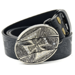 Belt Buckle Knife-Large Cross Knife Buckle Embossed Black