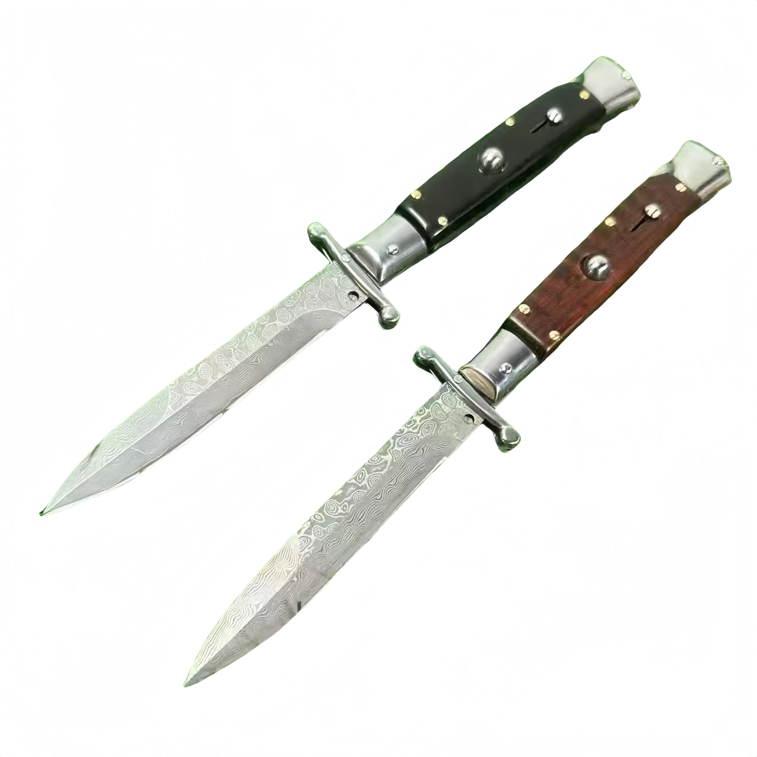 2025-08-08_175635_310-scaled-1.webp Italian Mafia Bullhorn Damascus Stiletto Knife – Patron Saint Style - Image 1