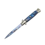 8.75 Inch Italian Stiletto Knife – Blue Handle Switchblade