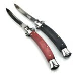 Classic Italian Stiletto Knife – Automatic Flick Knife with Wood or Black Handle