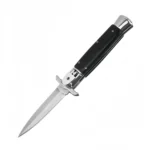 9 Inch Italian Stiletto Knife – Black Handle Automatic Switchblade