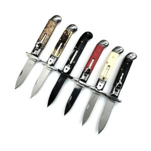 AKC 9-inch Flip-top Hand Guards With Curved Tail Side-Opening Switchblade
