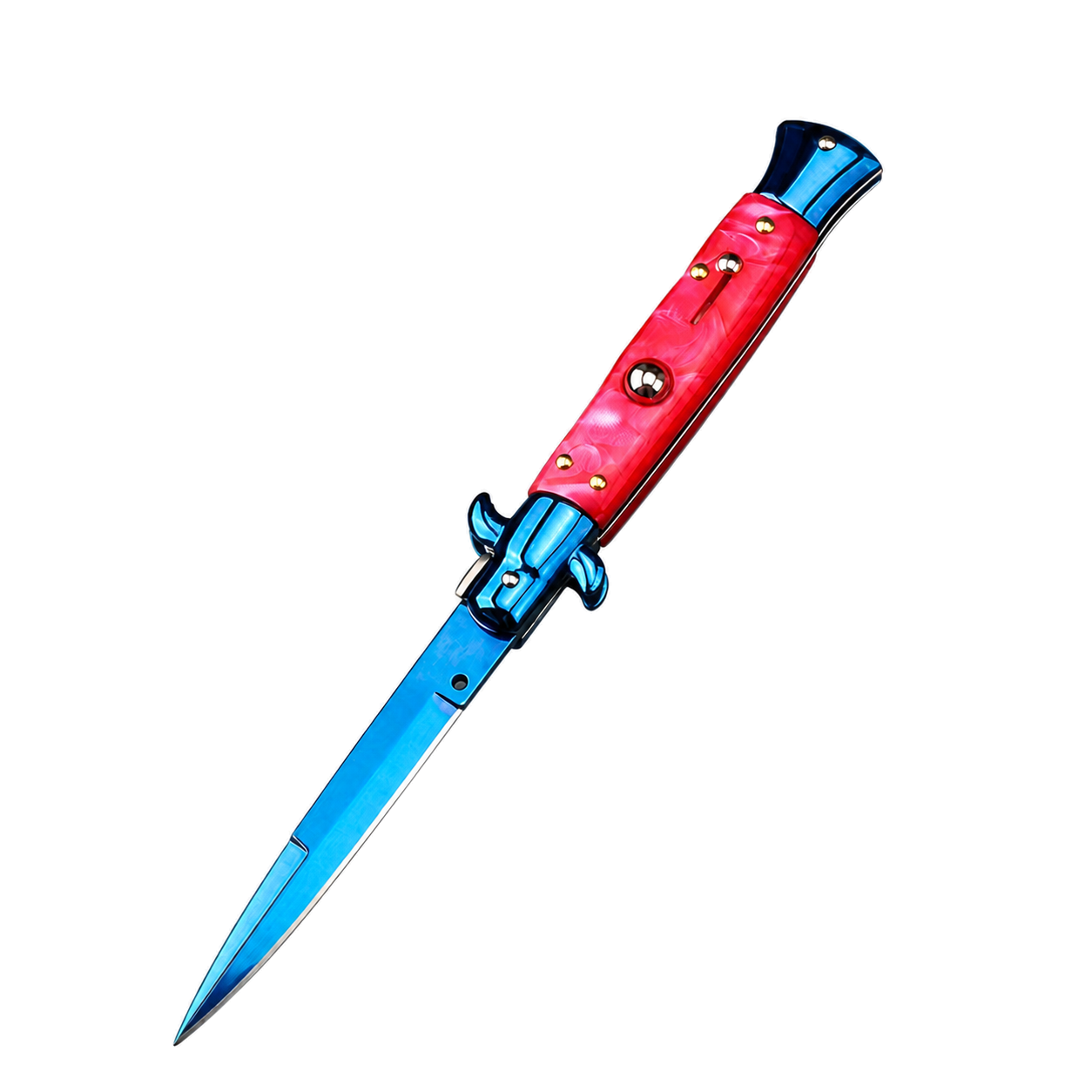 01-red-whitebg Outdoor Folding Stiletto Knife – Multi-Function Camping Flick Knife - Image 1