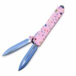 5.5-inch Dual Blade Donut Handle OTF Knife – Pink