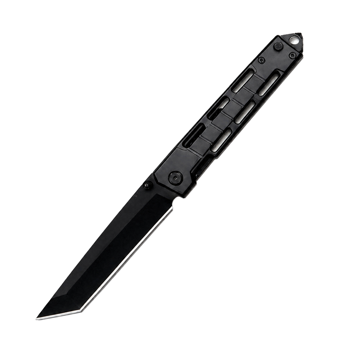 16596-01-black-whitebg 8INCH Tanto Camping Folding Slingshot Knife - Image 1