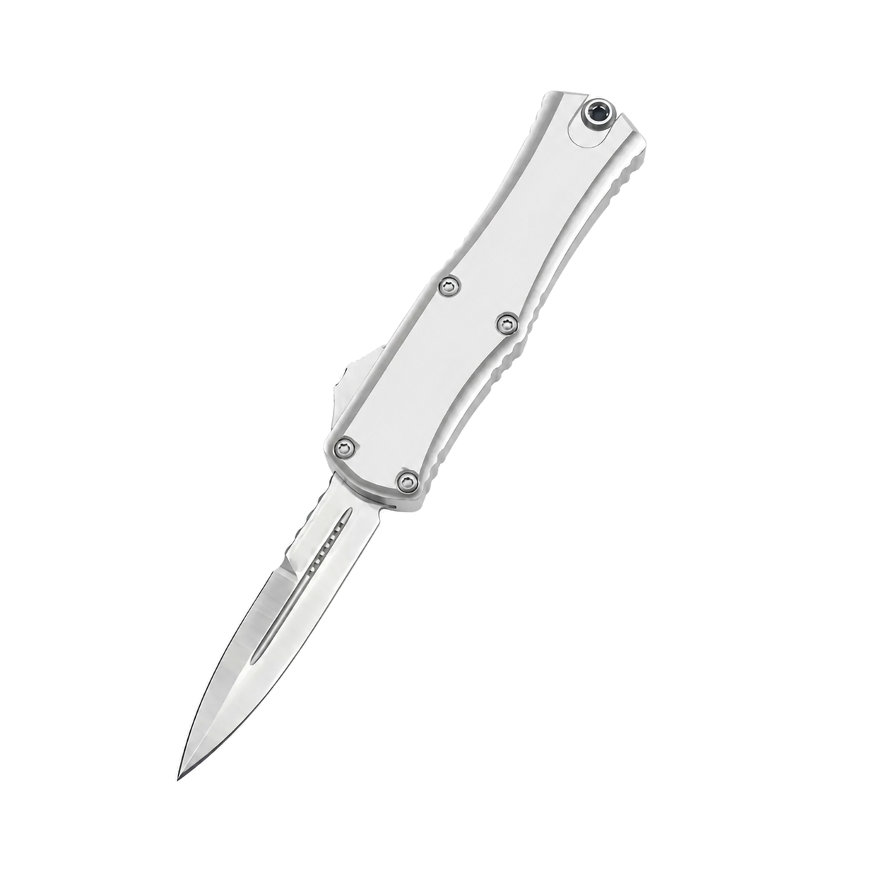 17318-A-silver-v2 Straight out switchblade OTF knife - Image 1