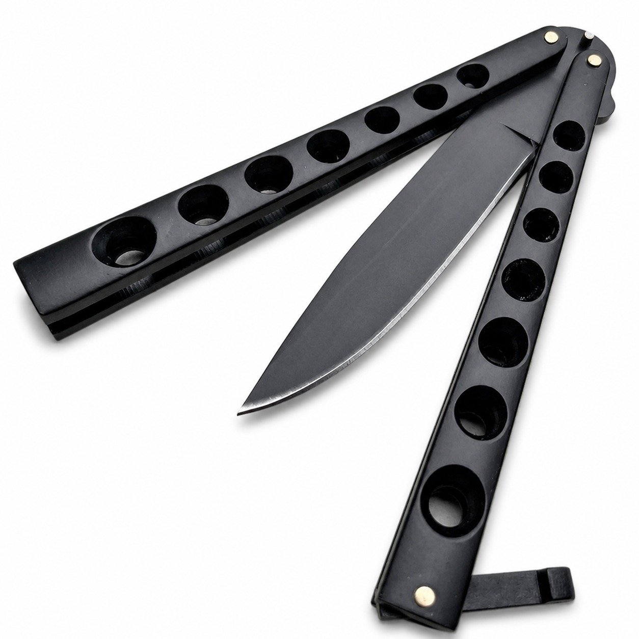 17340-main-white-clean 5.25 Inch Closed Helix Butterfly Balisong Knife - Image 1