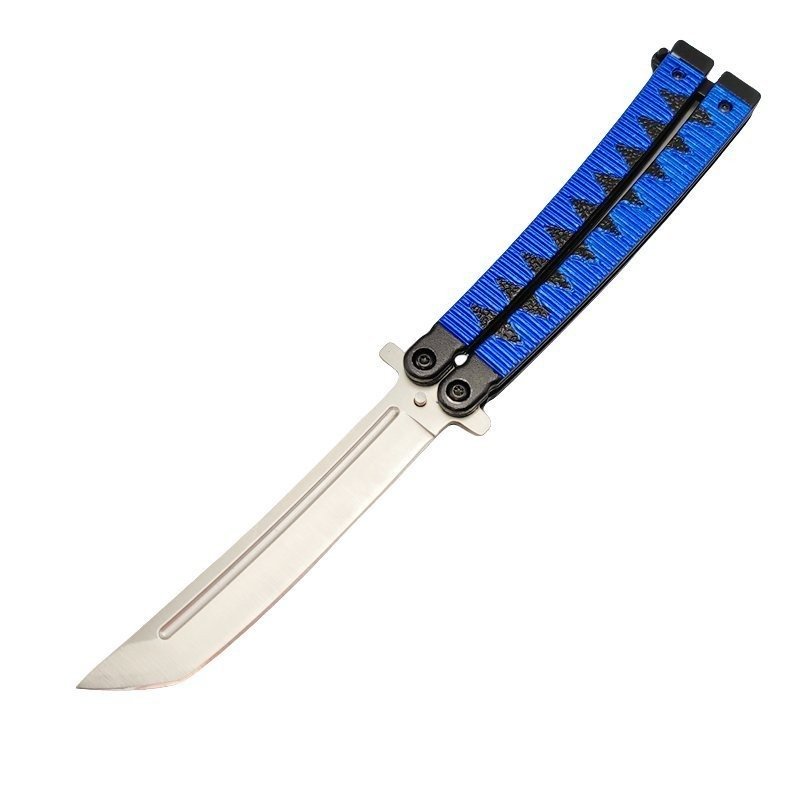 17344-main-white-clean 9.5inch Samurai Japanese Style Balisong Butterfly Knife Blue - Image 1