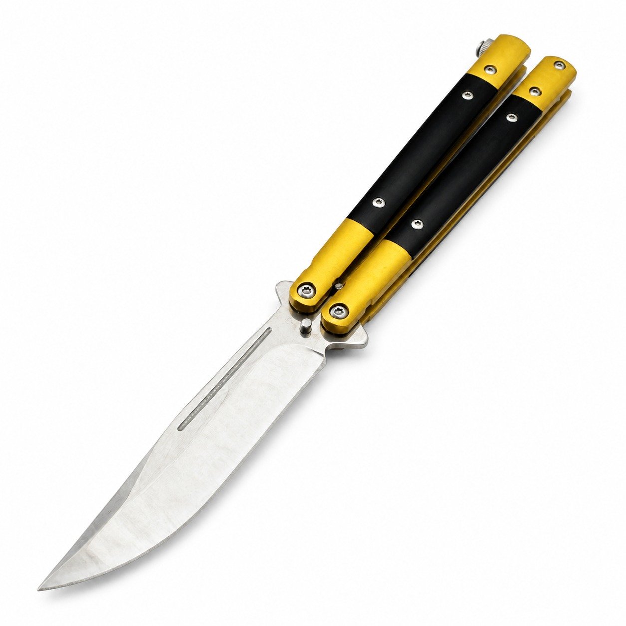 17352-main-white-clean Drop Point Balisong Butterfly Knife - Image 1
