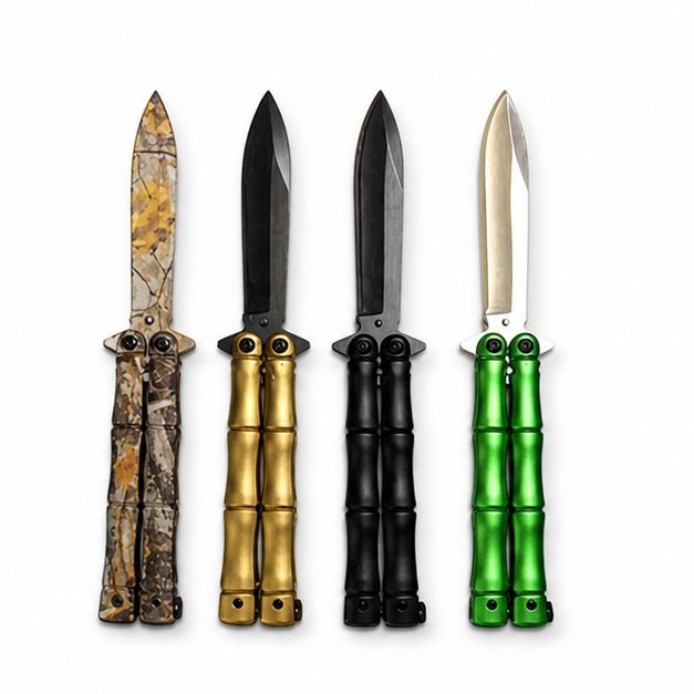 17365-main-white-clean Bamboo Handle Butterfly Knife - Image 1