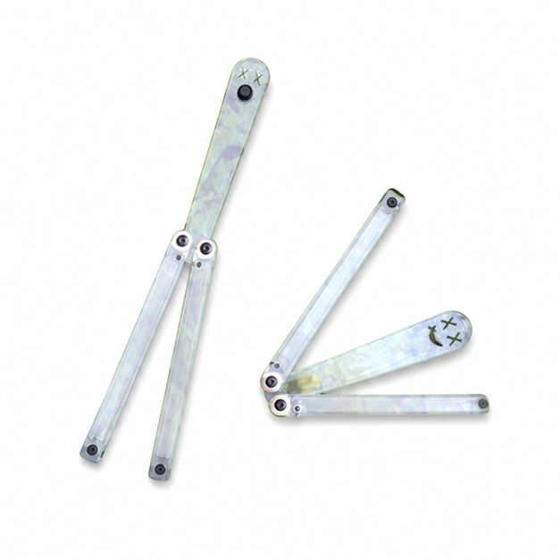 17653-main-white-clean Transparent Butterfly Knife Uncut Training Knife Folding Knife Flinging Knife Plastic pc Smiley - Image 1