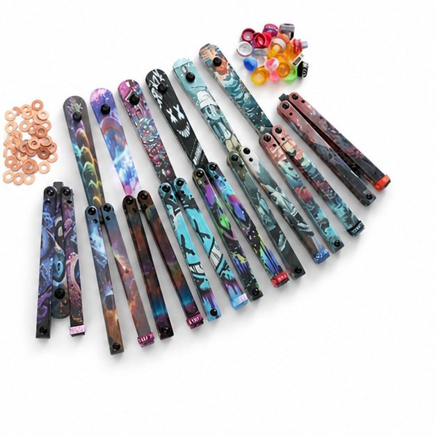 17689-main-white-clean Butterfly Knife Jenny Fancy Plastic Knife Training Folding Knife - Image 1