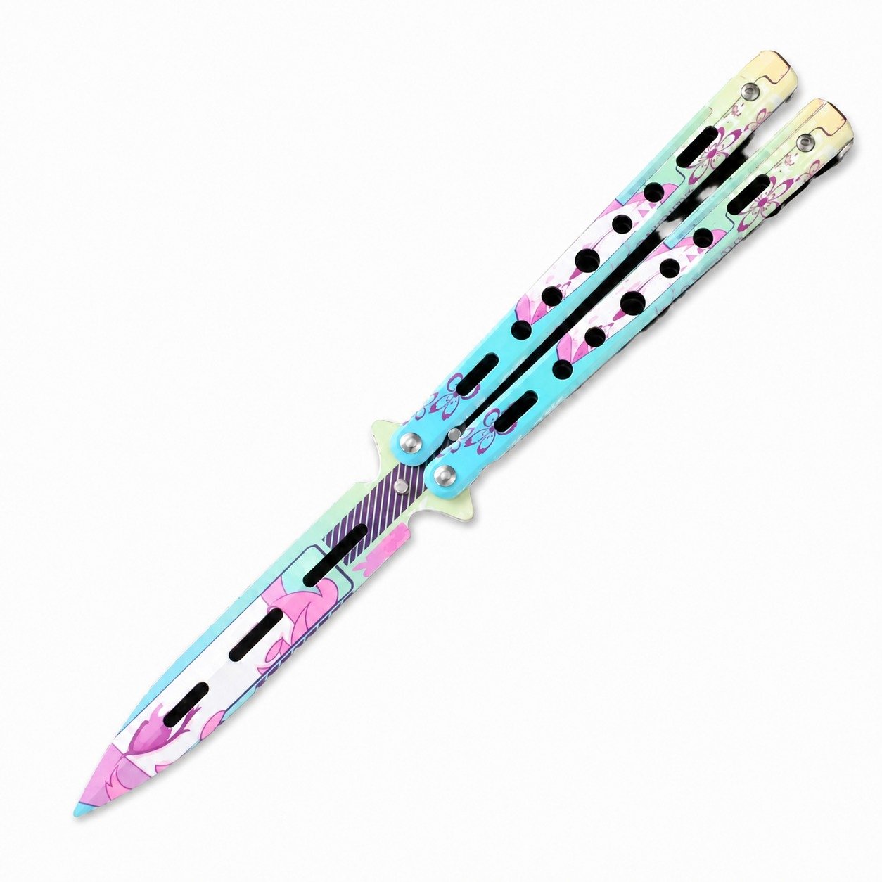 18060-main-white-clean Butterfly knife butterfly knife unsharpened all-steel butterfly knife sling knife folding knife butterfly knife trainer practice knife - Image 1