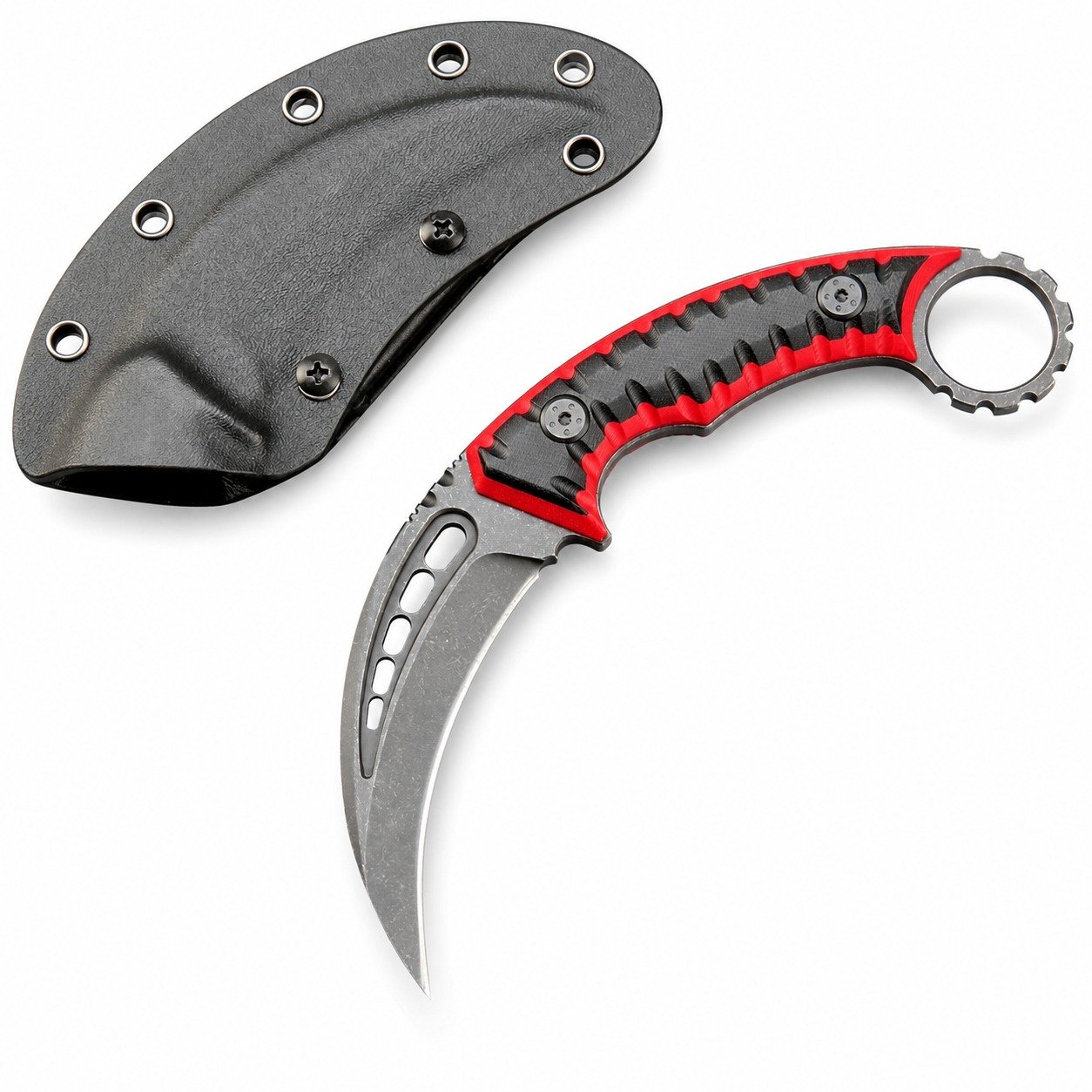 18643-main-white-clean Karambit Knife Fixed Blade D2 Steel + G10 Handle Outdoor Claw Knife With Protective Cover Edc Tool-RDE - Image 1