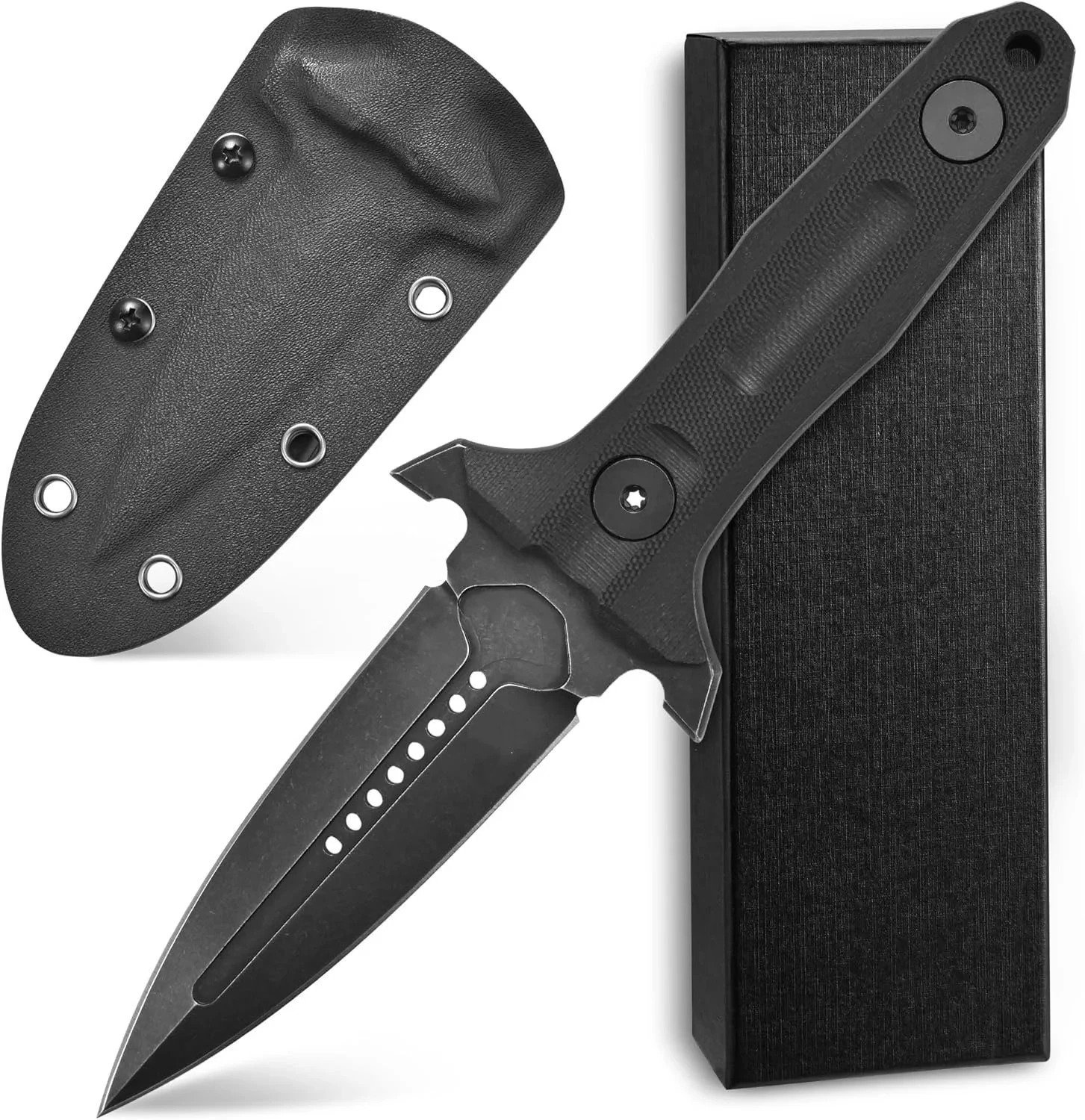 19270-main-white-clean Stonewashed steel knife G10 handle full survival knife outdoor EDC camping - Image 1