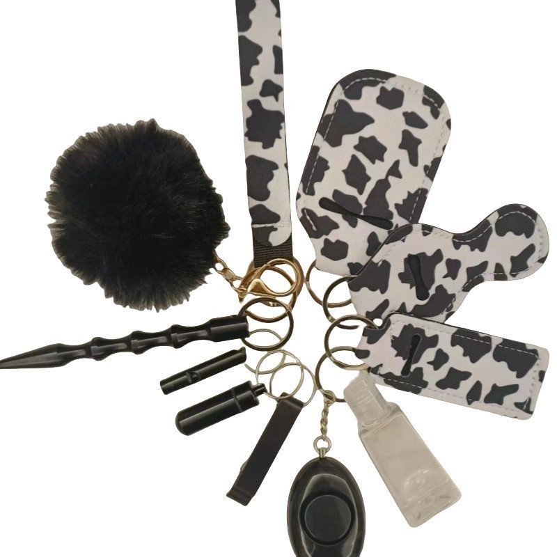 19571-main-white-clean Self Defense Keychain 11-Piece Aluminum Anti-Wolf Alarm Black+White - Image 1