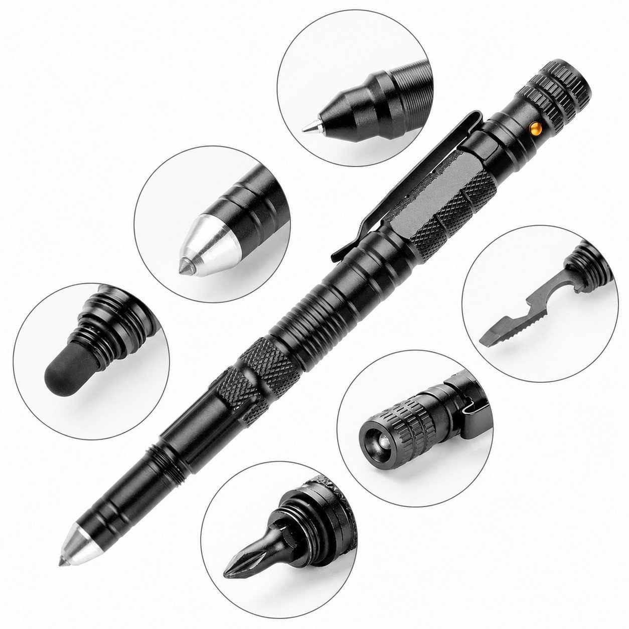19674-main-white-clean Multi Function Tactical Pen Emergency Flashlight Screwdriver Bottle Opener Window Breaker Outdoor Survival Self Rescue EDC Tool - Image 1