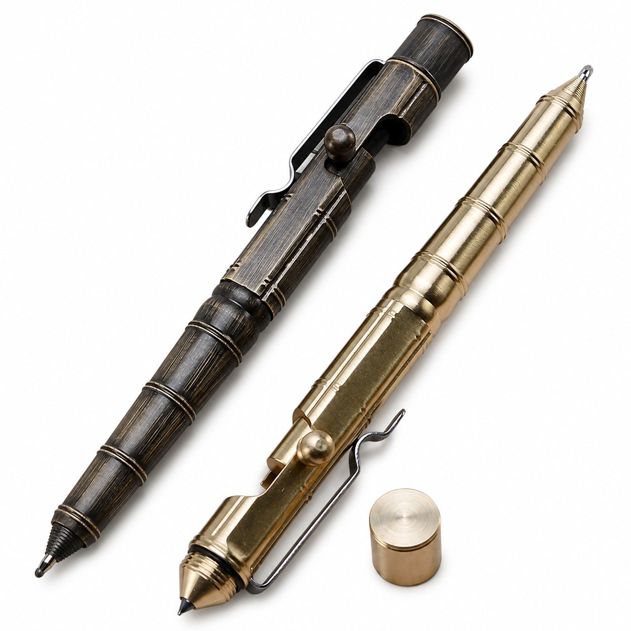 19677-main-white-clean Brass Slub Pen Retro Bolt Gel Tactical Pen Self Defense Supplies Personal Emergency Defense Tool Security Protection EDC Tool - Image 1