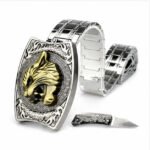 New stainless steel tiger head belt buckle knife